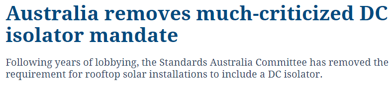 5月施行！澳洲将取消外置隔离开关强制安装政策