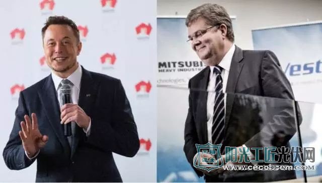 特斯拉的CEO Elon Musk和维斯塔斯的CEO AndersRunevad(来源：Berlingske Business)