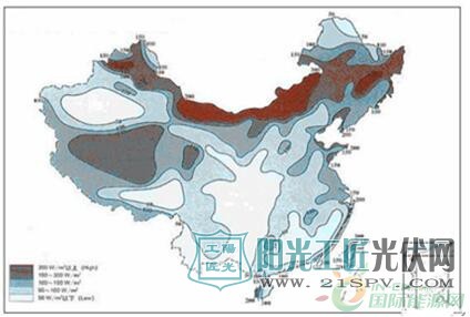 中国有效风功率密度分布图